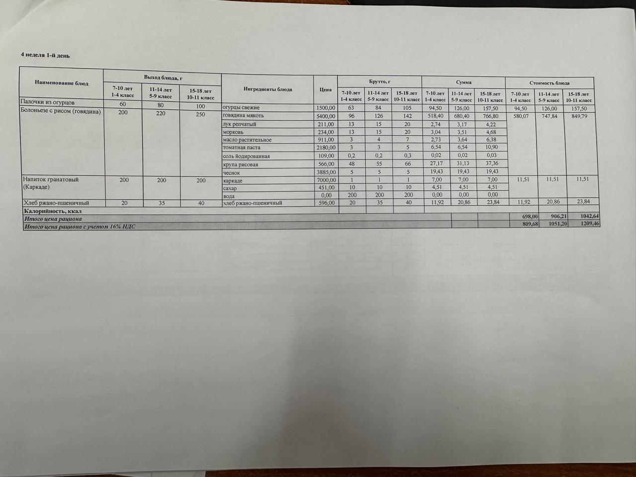 Ас мәзірі 26.01-30.01.2026ж